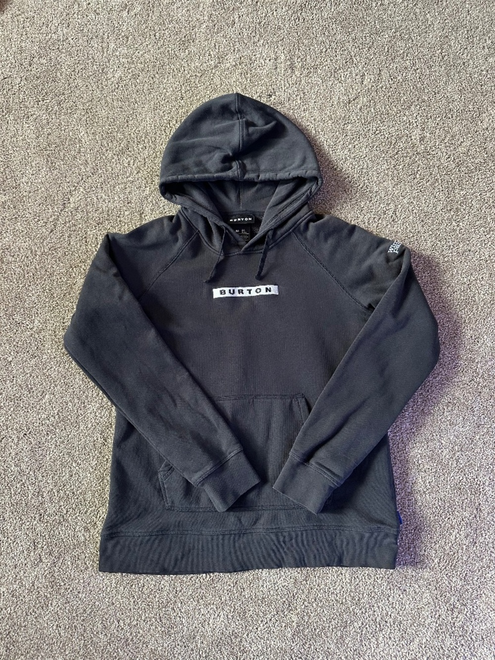 Burton Washed Black Hoodie Winter Park Ski Resort Embroidered Logo Size M